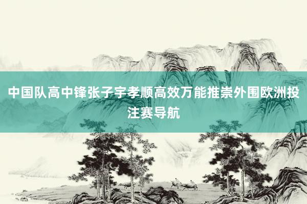 中国队高中锋张子宇孝顺高效万能推崇外围欧洲投注赛导航