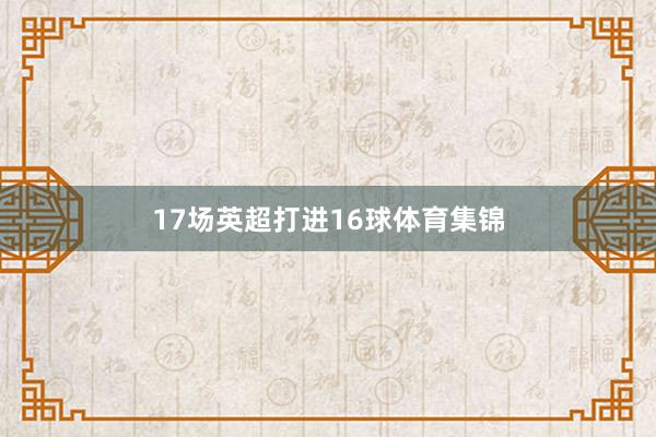 17场英超打进16球体育集锦