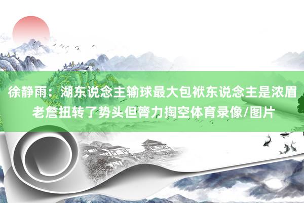 徐静雨：湖东说念主输球最大包袱东说念主是浓眉 老詹扭转了势头但膂力掏空体育录像/图片